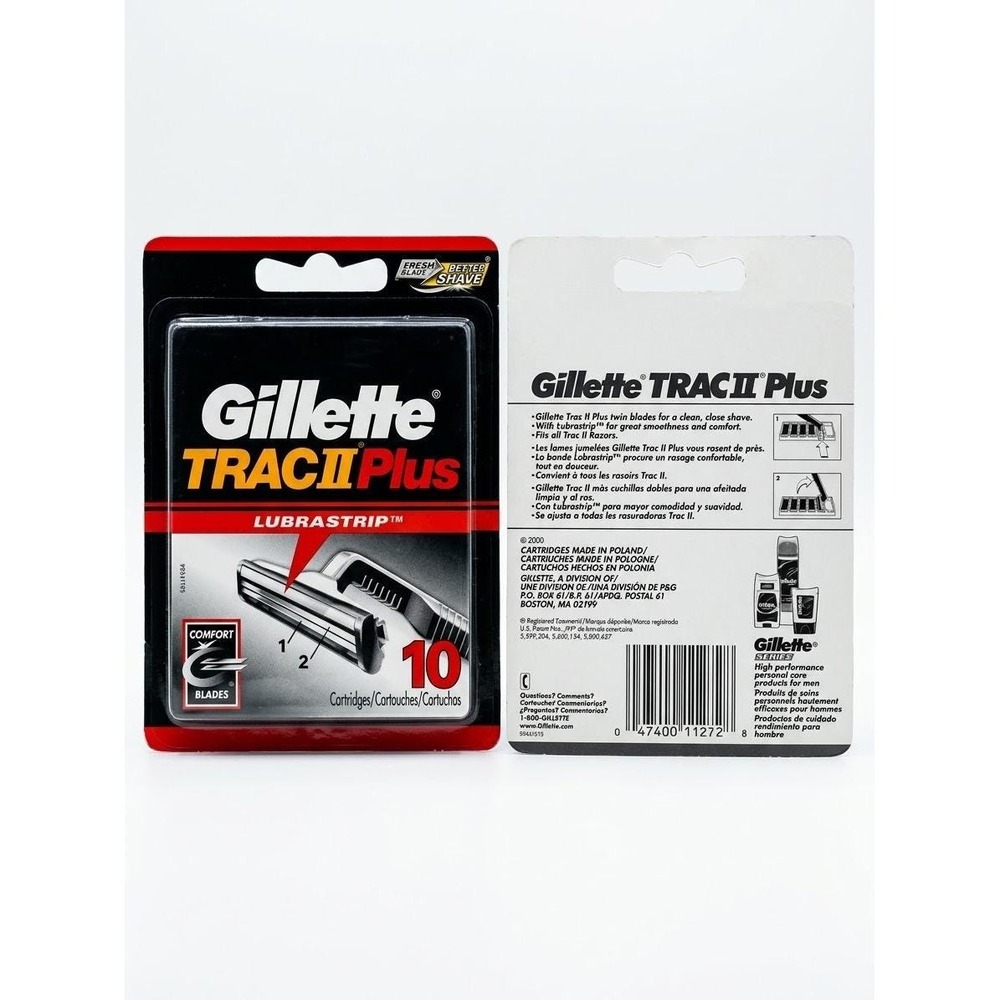 Gillette Trac II Plus Razor Blade Refills 10 Pack NOS Vintage 2000 Sealed Poland